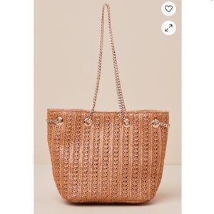NWT Lulus Miles to Go Brown Straw Mini Bag